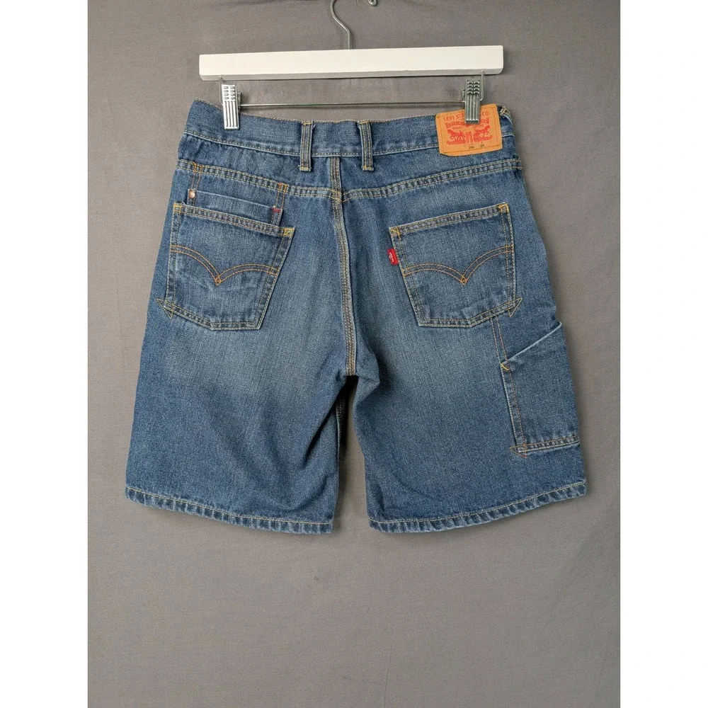 Levis Boys Blue Denim Carpenter Shorts Size 10 Husky W30 Utility Workwear